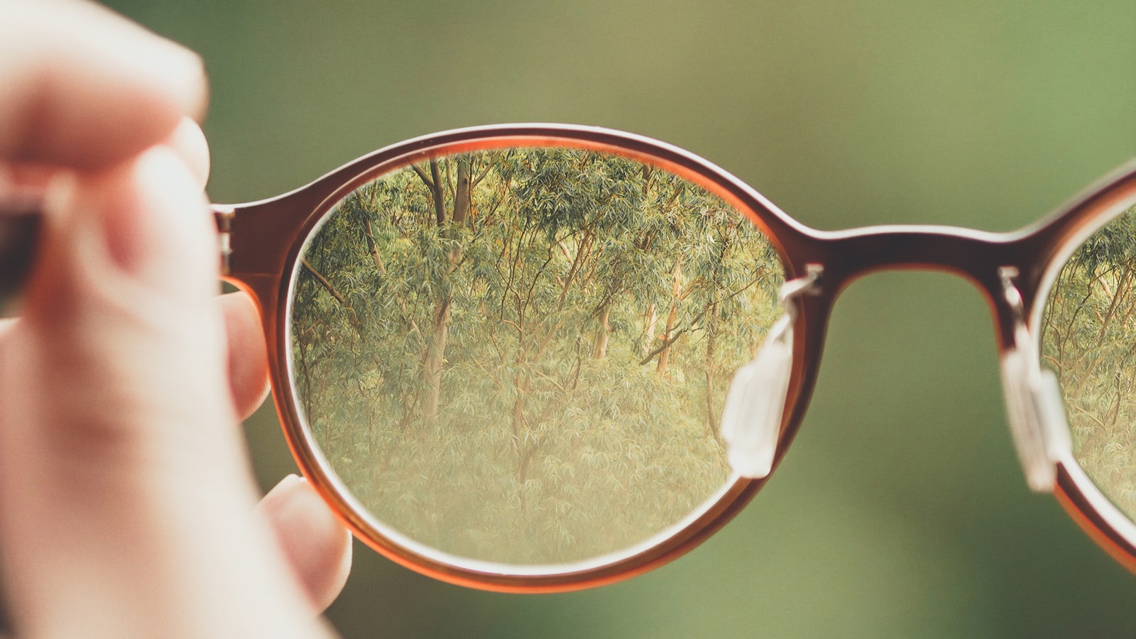 Close-up of a round eyeglass lens held up to the light — can you remove scratches from glasses