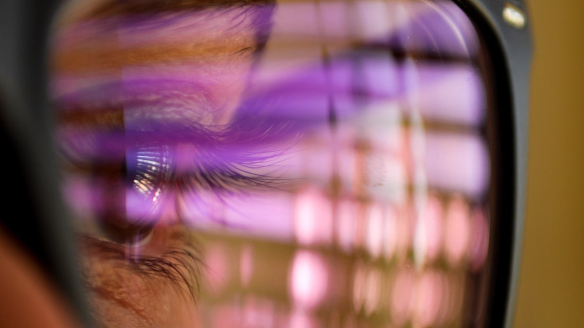 Eyeglasses on an optician counter