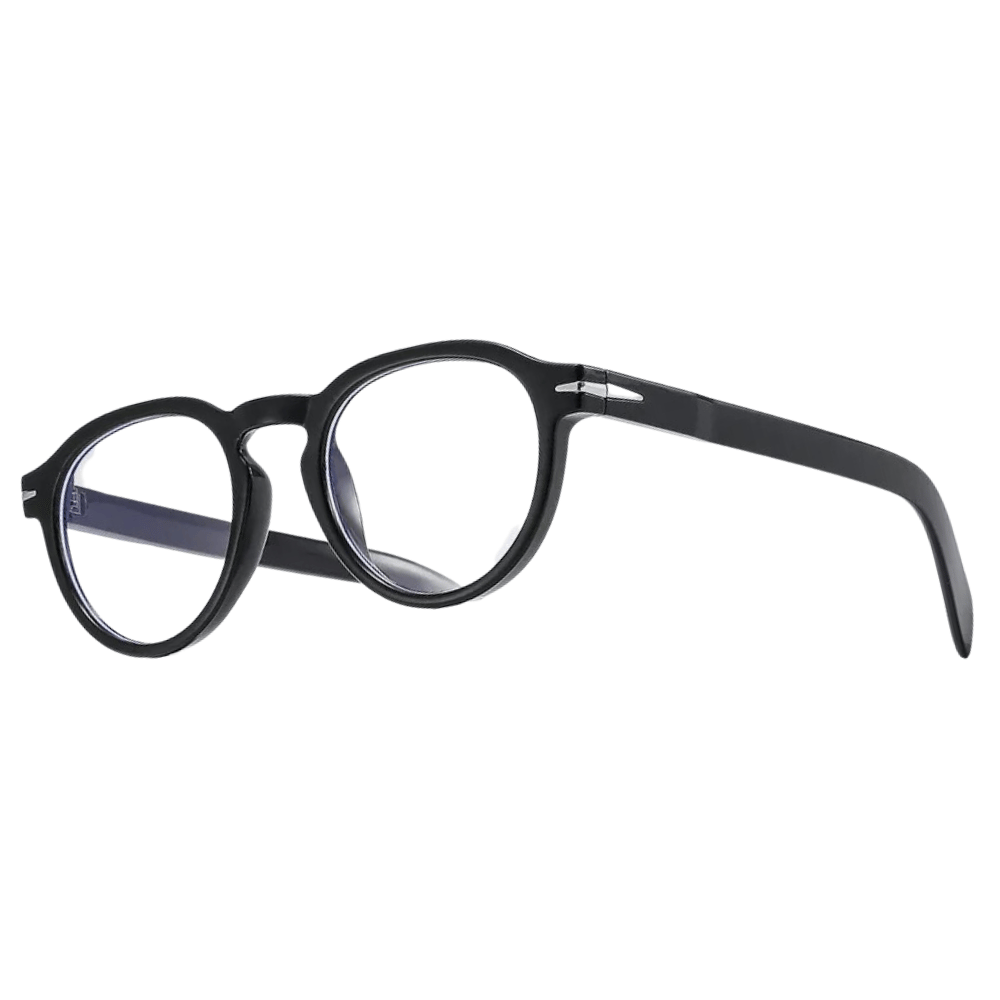 Round Black Eyeglasses with Minimalist Design Accents-6