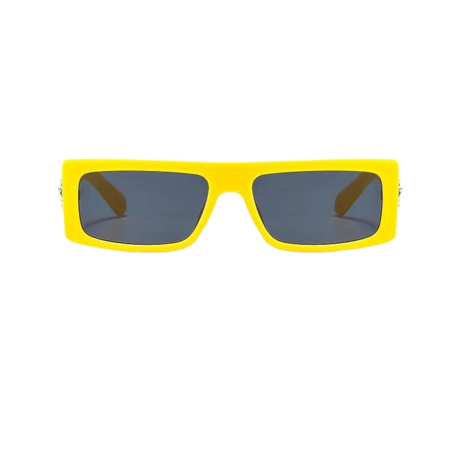 Black Rectangle Sunglasses with Gold Buckle Accent-12