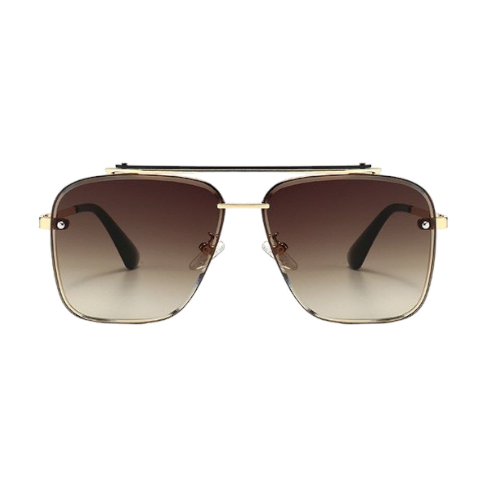 Silver Square Navigator Sunglasses with Blue Gradient Lenses-7