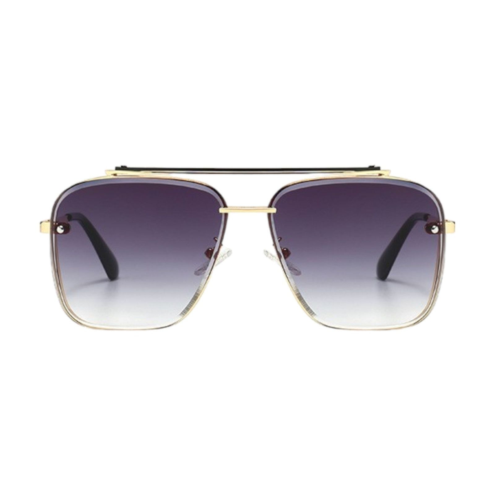 Silver Square Navigator Sunglasses with Blue Gradient Lenses-6