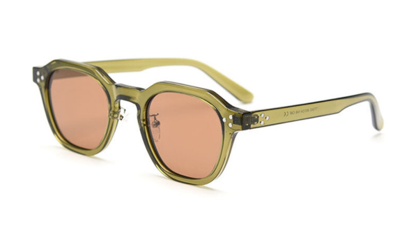 Olive Green Vintage-Inspired Sunglasses with Rose-Tinted Lenses-6