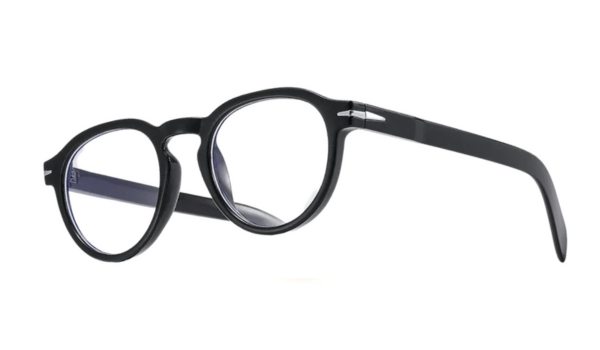 Round Black Eyeglasses with Minimalist Design Accents-4