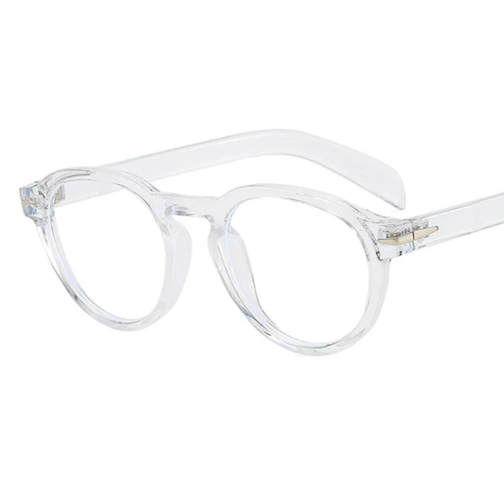 Round Black Eyeglasses with Minimalist Design Accents-3