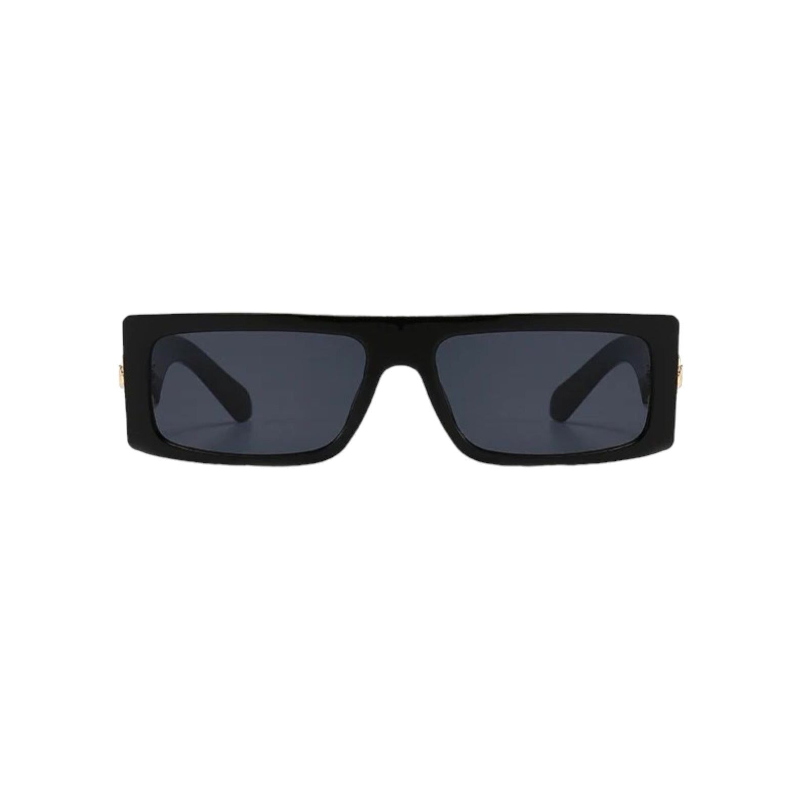 Black Rectangle Sunglasses with Gold Buckle Accent-9