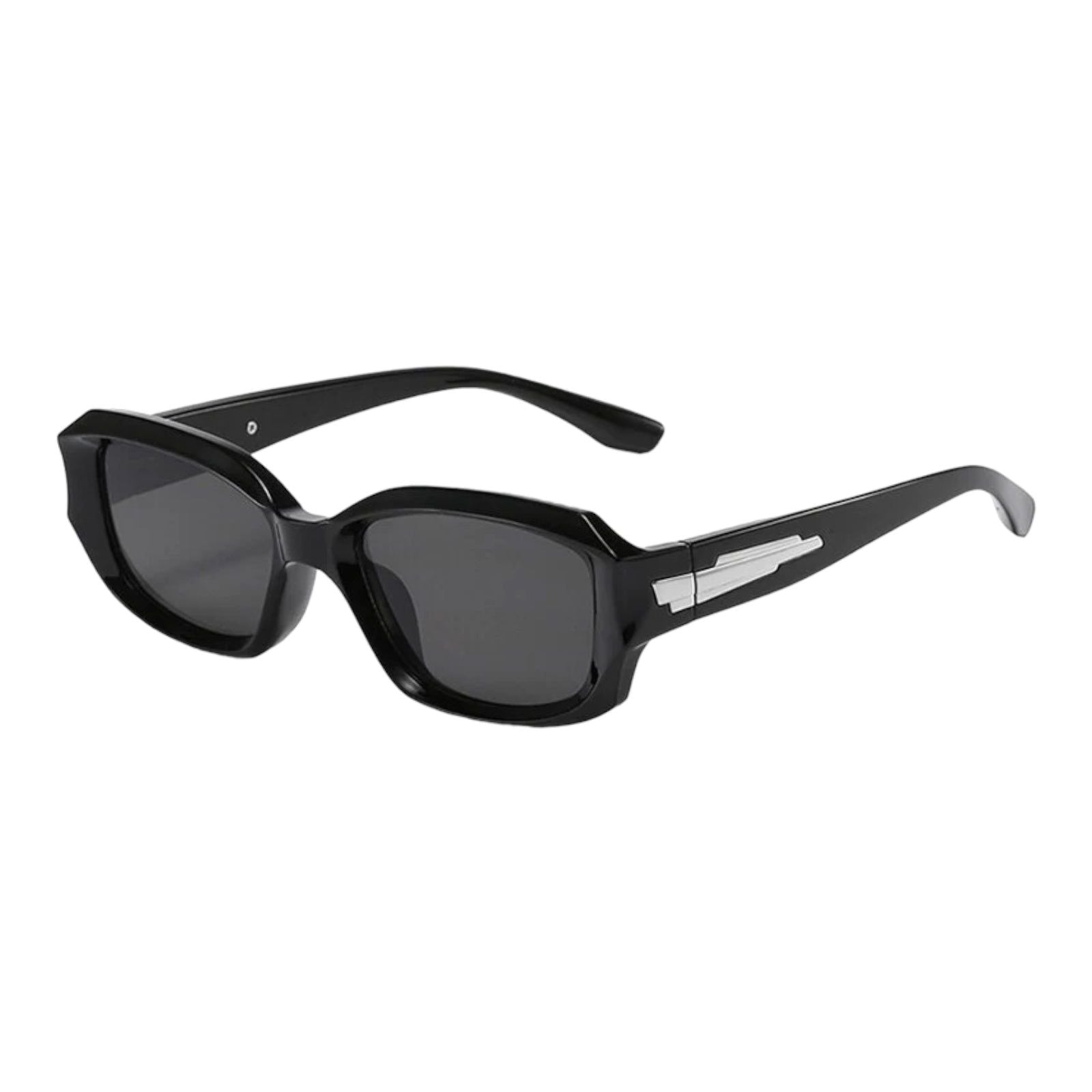 Black Rectangle Sunglasses with Blue Gradient Lenses-2
