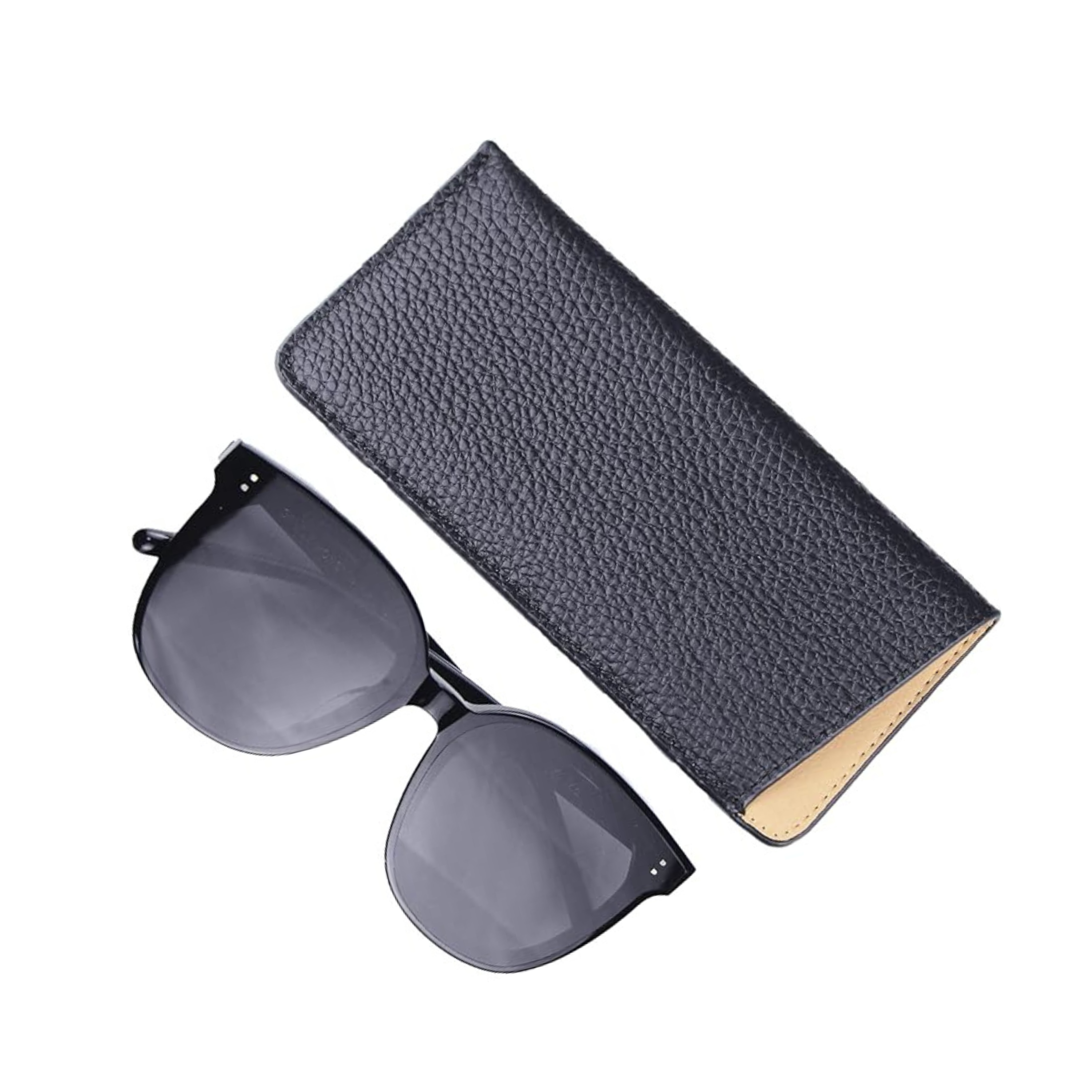 Compact Leather Glasses Sleeve – Slip-In Litchi Case-7