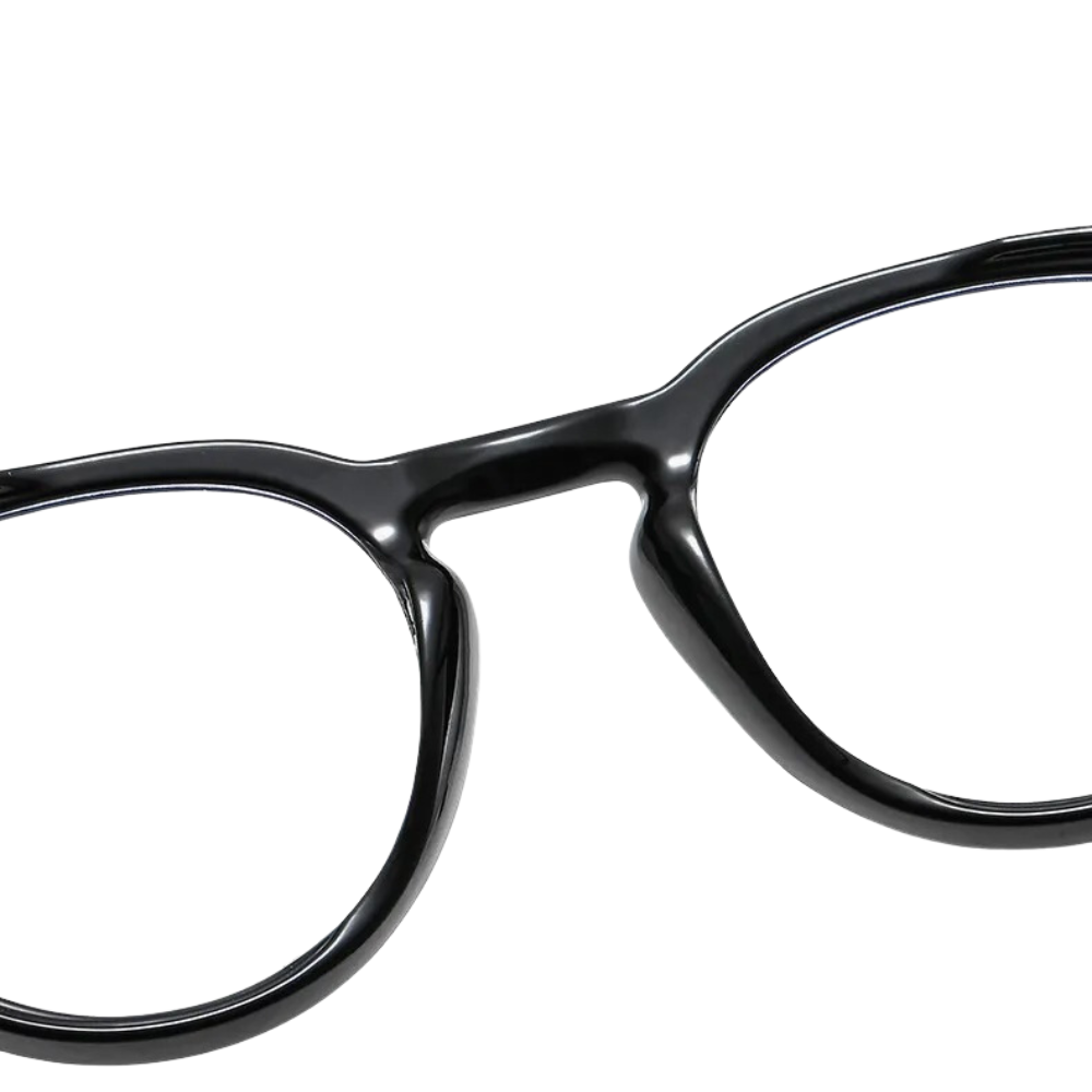 Round Black Eyeglasses with Minimalist Design Accents-5