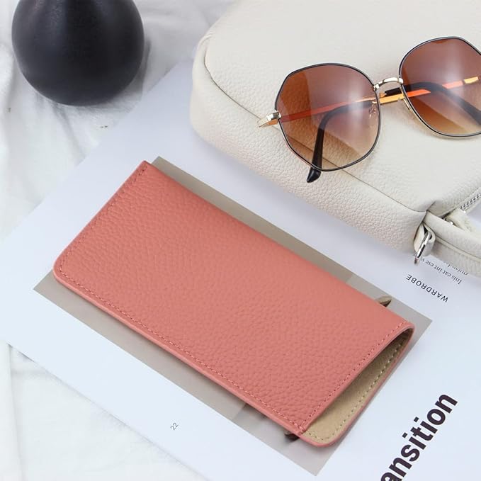 Pink Leather Glasses Pouch – Minimalist Slip-In Case-7