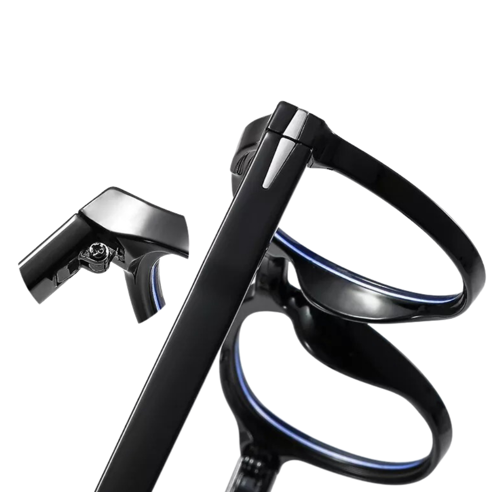 Round Black Eyeglasses with Minimalist Design Accents-8