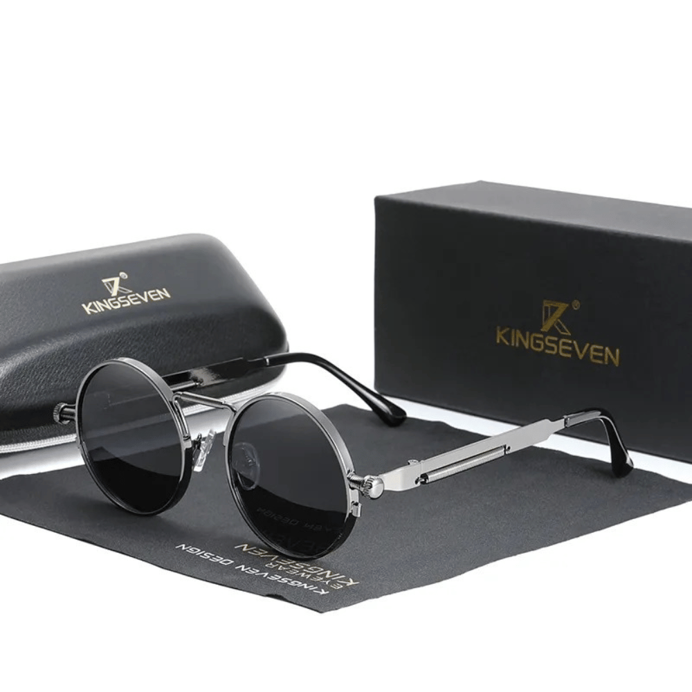 Round Metal Sunglasses - Vintage Steampunk Style Eyewear-6