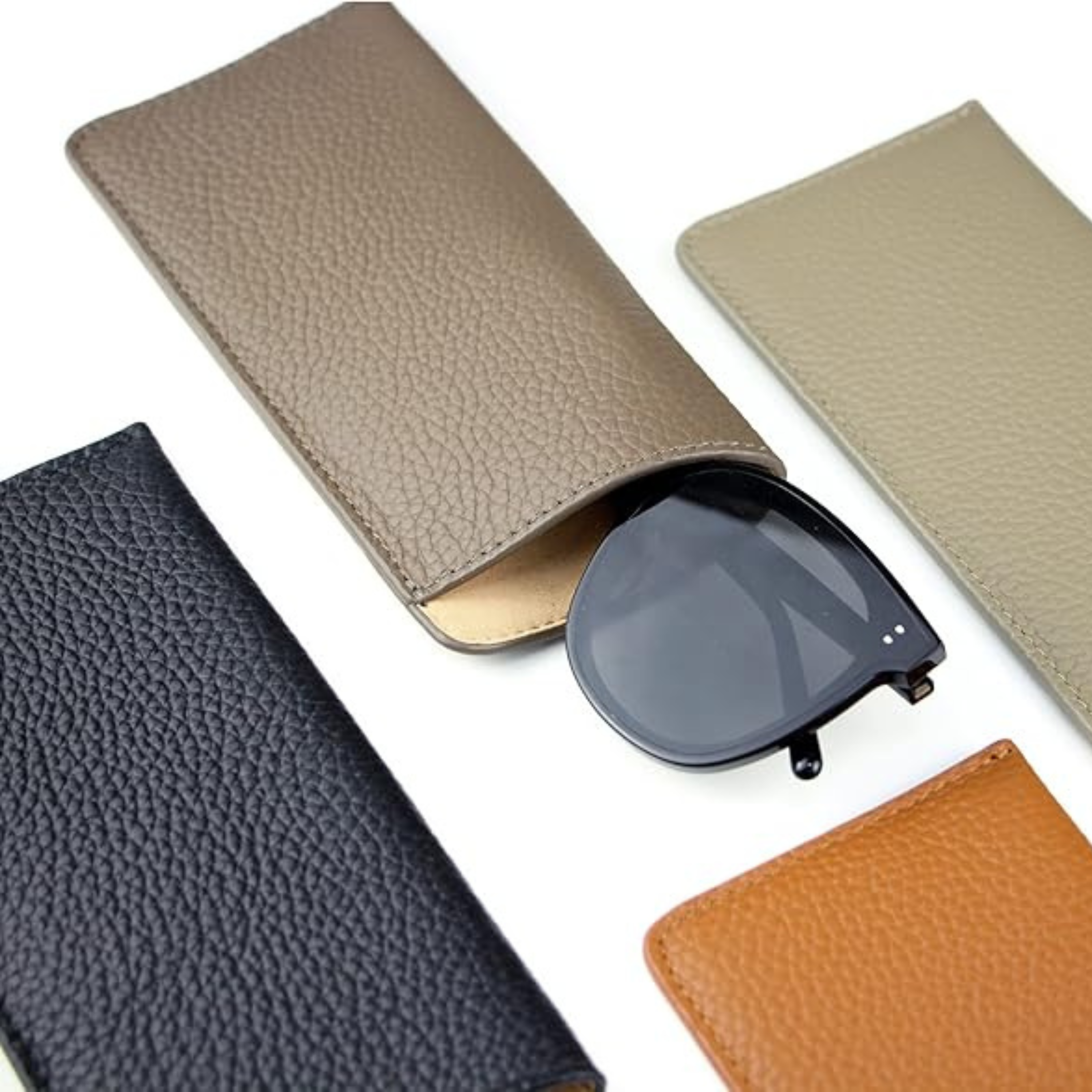 Compact Leather Glasses Sleeve – Slip-In Litchi Case-10