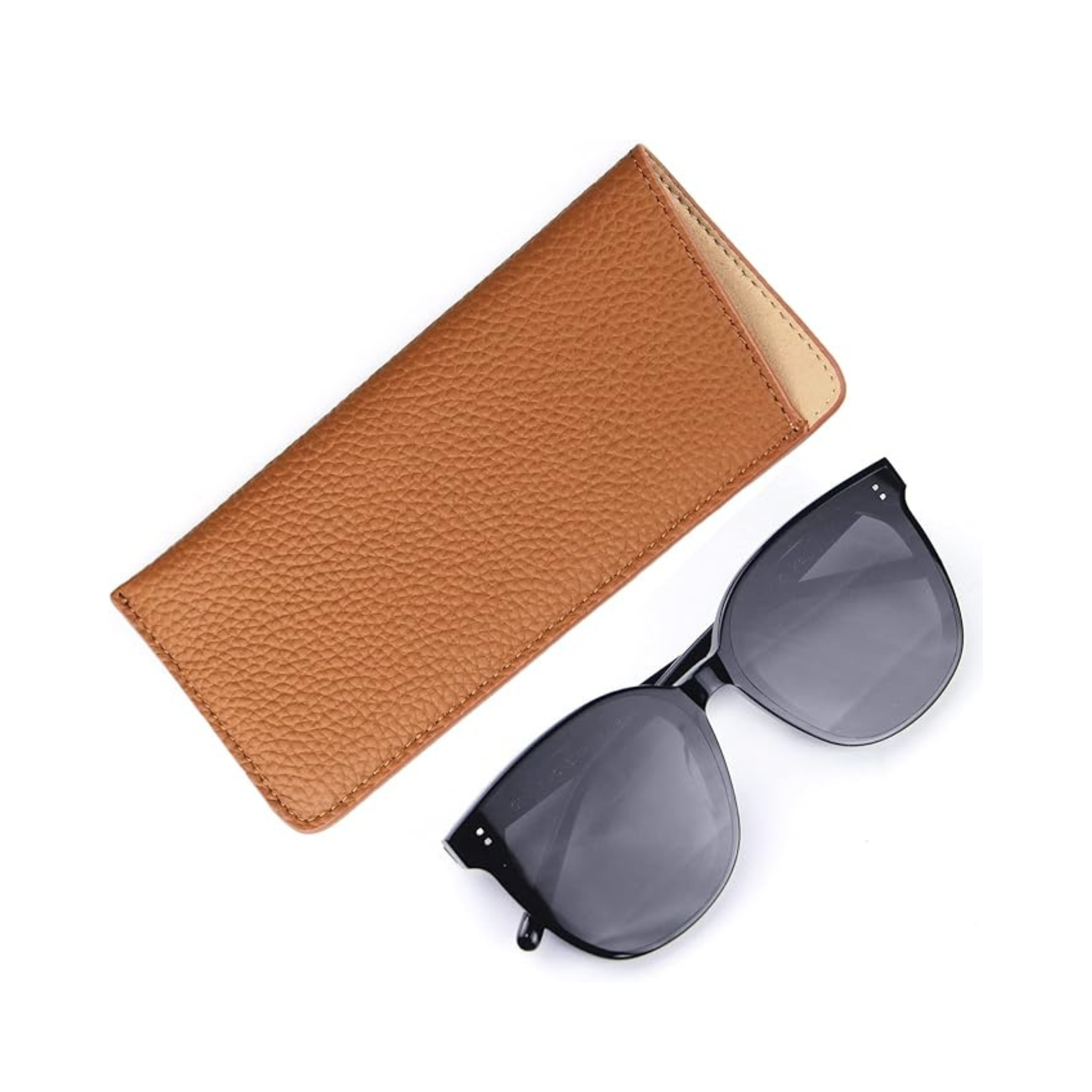 Slim Leather Glasses Pouch – Litchi Leather Sleeve-7