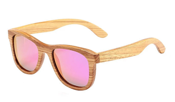 Pink Polarized Bamboo Wood Sunglasses for Men - Classy and Eco-Friendly Style-1