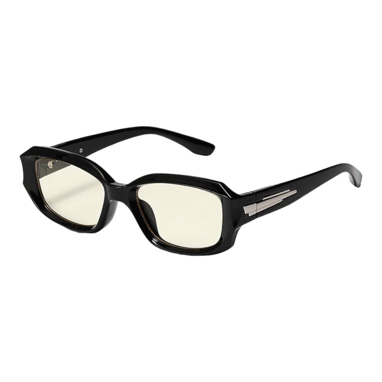 Black Rectangle Sunglasses with Blue Gradient Lenses-5