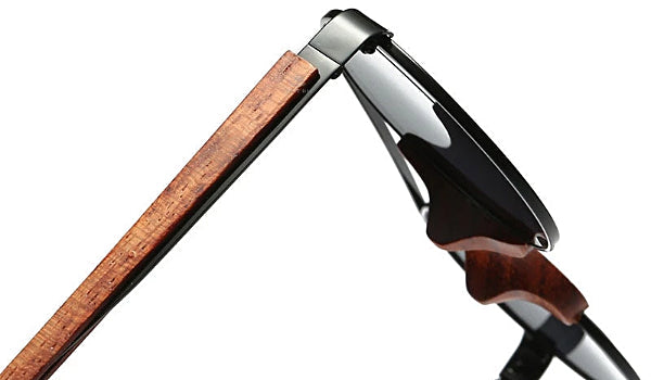 Black Round Wood Sunglasses for Men - Stylish and Classy Eyewear-4
