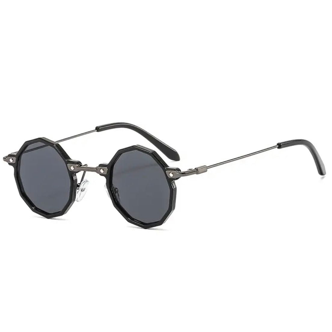 Red Octagon Retro Sunglasses with Clear Frame-4