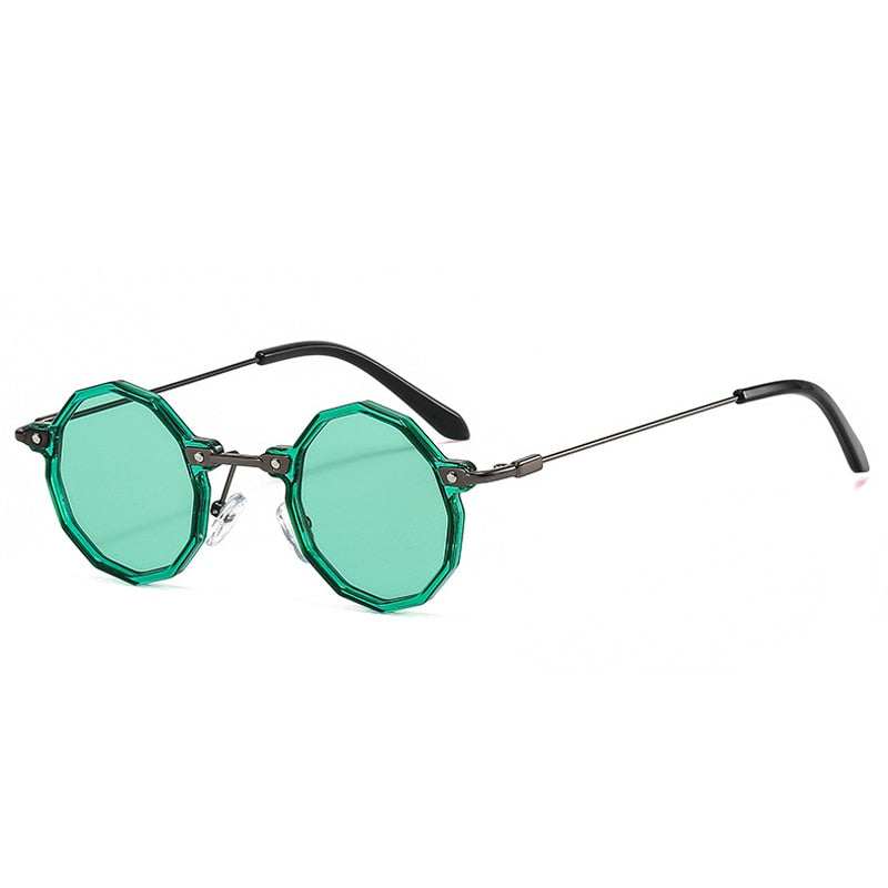 Red Octagon Retro Sunglasses with Clear Frame-9