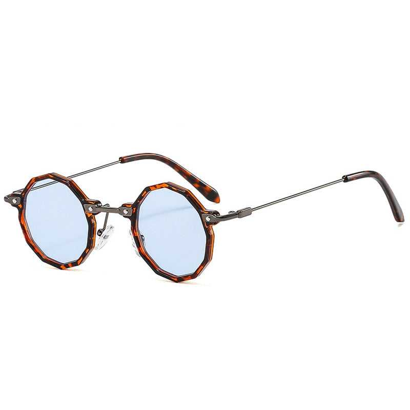 Red Octagon Retro Sunglasses with Clear Frame-2