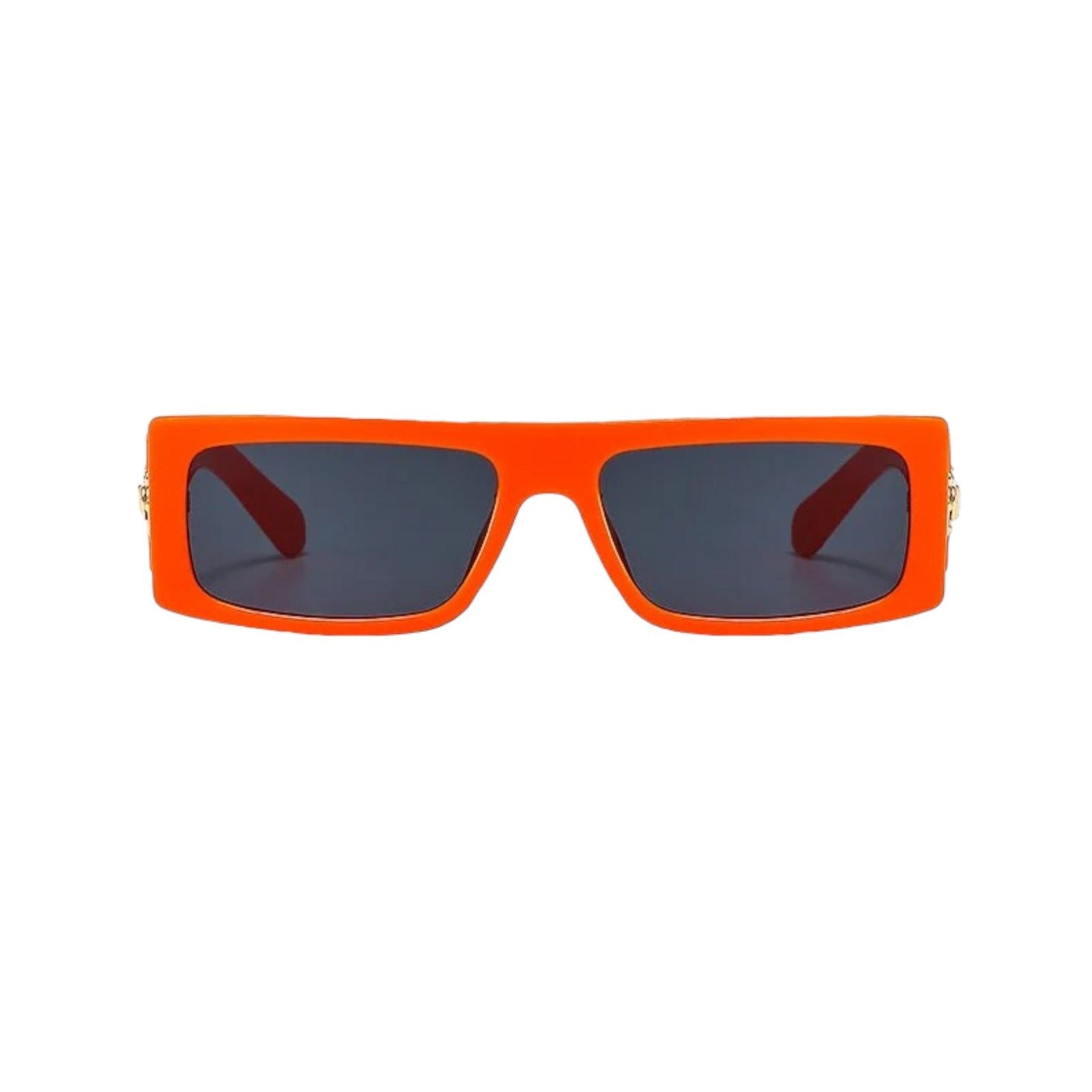 Black Rectangle Sunglasses with Gold Buckle Accent-10