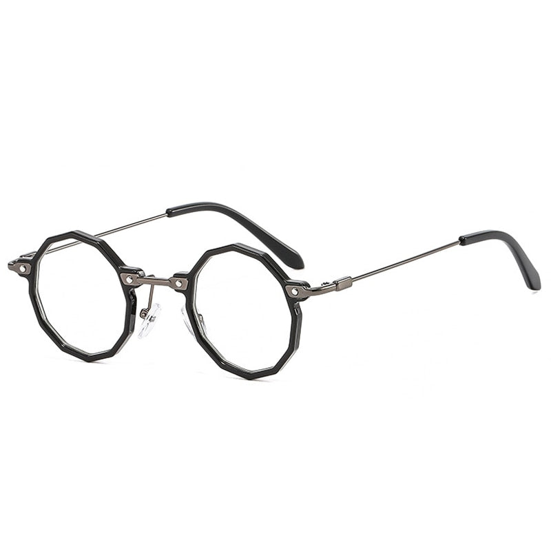 Red Octagon Retro Sunglasses with Clear Frame-7