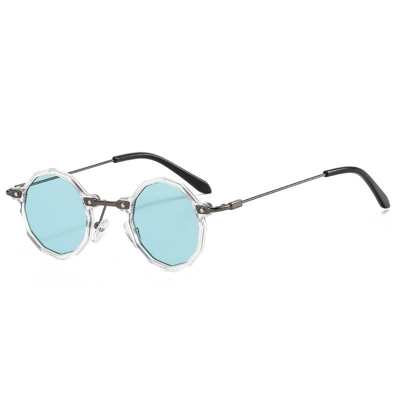 Red Octagon Retro Sunglasses with Clear Frame-8