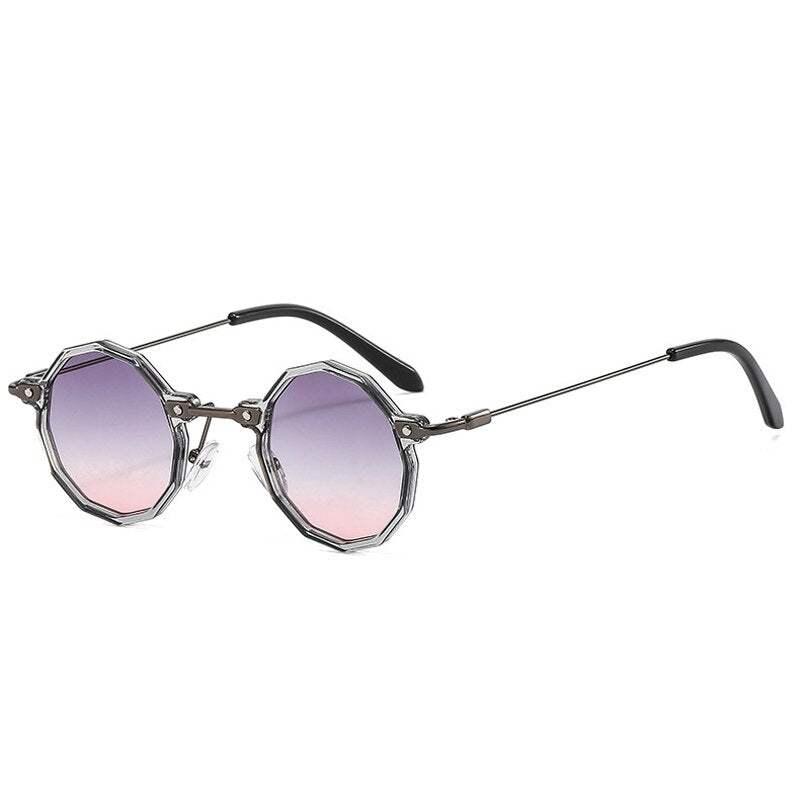 Red Octagon Retro Sunglasses with Clear Frame-13