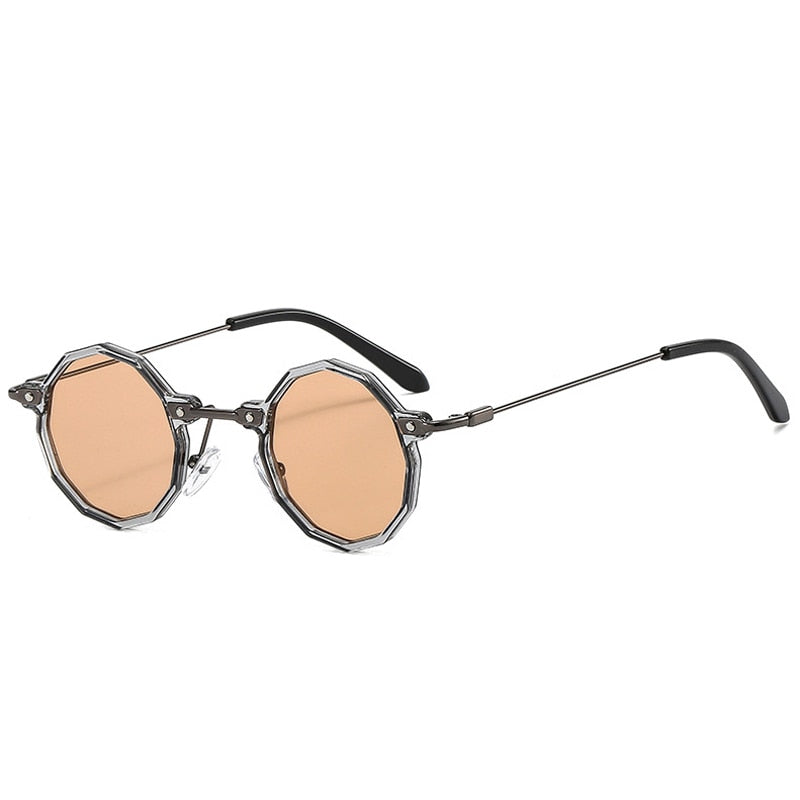 Red Octagon Retro Sunglasses with Clear Frame-6