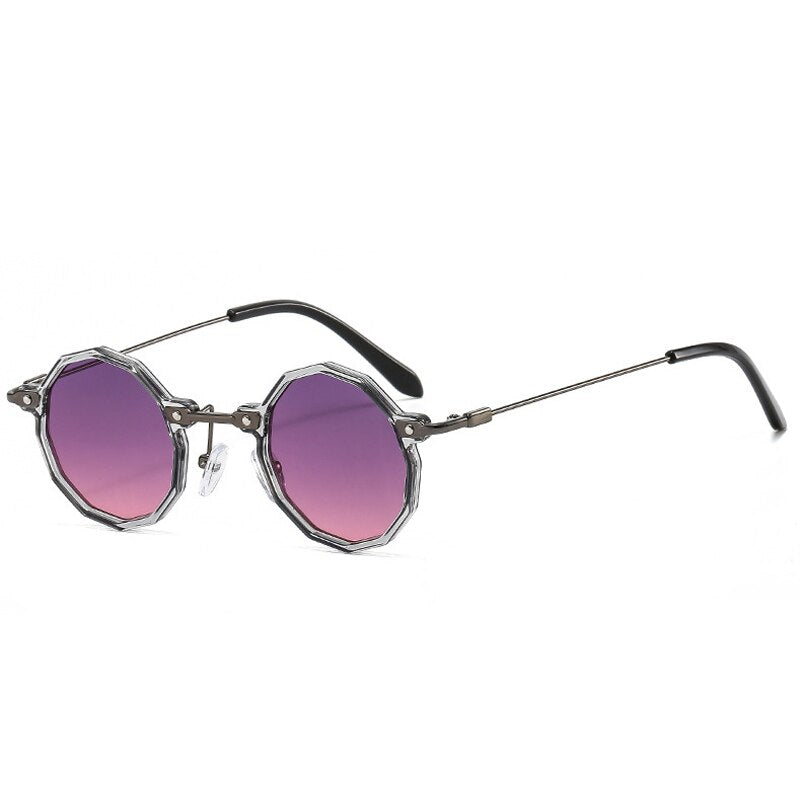 Red Octagon Retro Sunglasses with Clear Frame-12