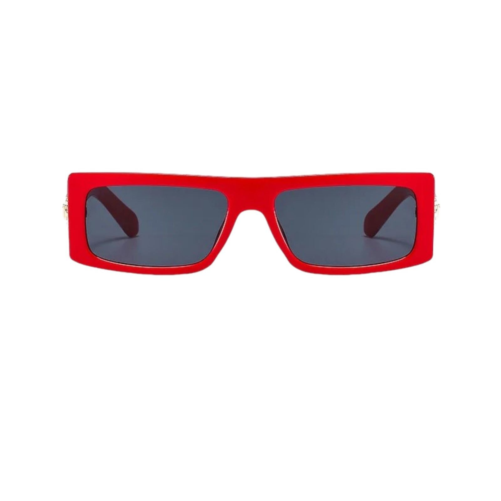 Black Rectangle Sunglasses with Gold Buckle Accent-11