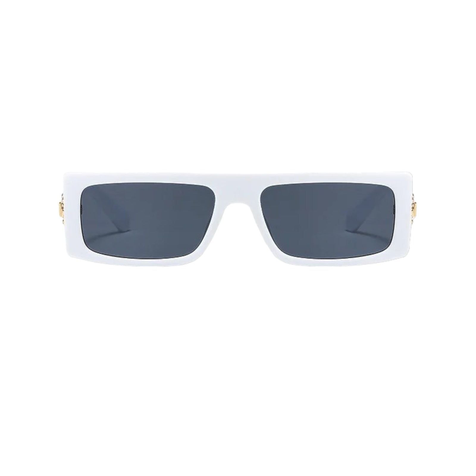 Black Rectangle Sunglasses with Gold Buckle Accent-13