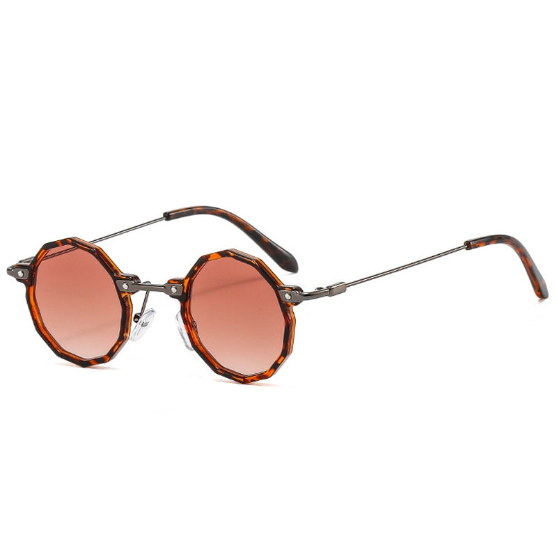 Red Octagon Retro Sunglasses with Clear Frame-11
