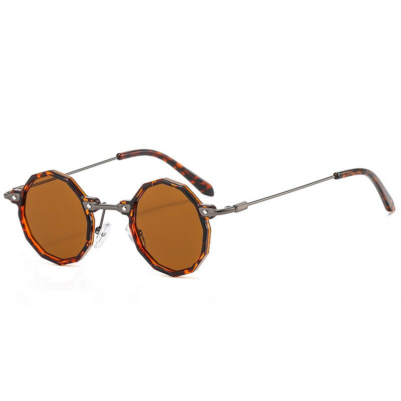 Red Octagon Retro Sunglasses with Clear Frame-5