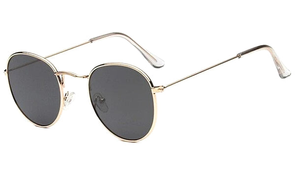 Round Black Gold Mens Sunglasses - Classy Stylish Eyewear-1
