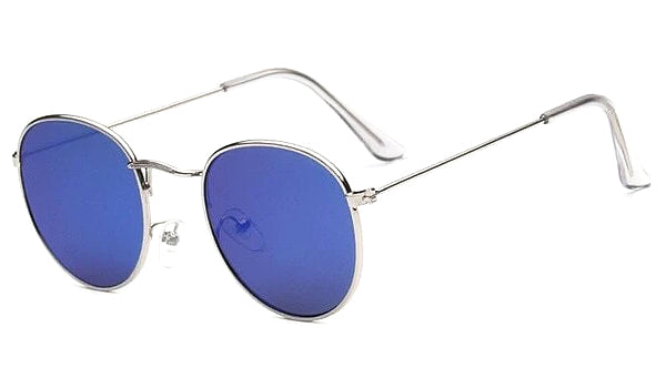 Round Blue Silver Sunglasses for Men  Classy Style and UV Protection-1