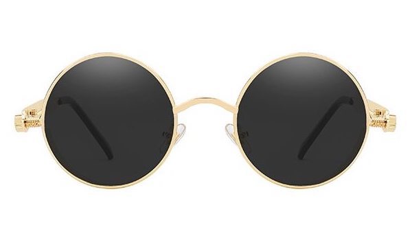 Black Gold Vintage Round Sunglasses for Men - Classy  Stylish Eyewear-2