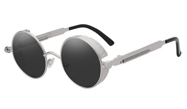 Round Vintage Black  Silver Sunglasses for Men - Classy Retro Style-1