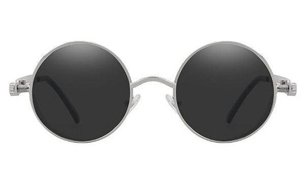 Round Vintage Black  Silver Sunglasses for Men - Classy Retro Style-2