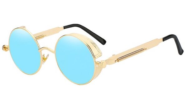 Blue Gold Vintage Round Sunglasses for Men - Classy  Stylish Accessory-1