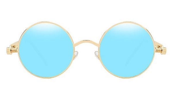 Blue Gold Vintage Round Sunglasses for Men - Classy  Stylish Accessory-2