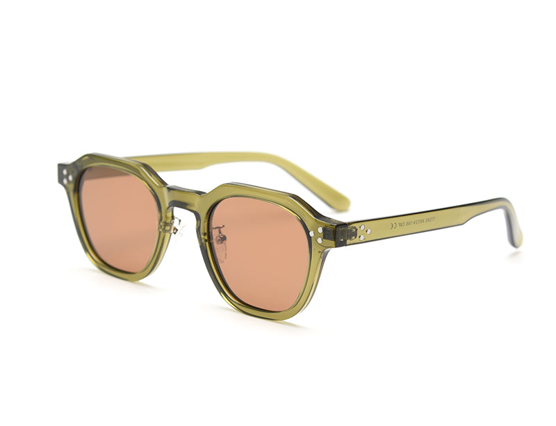 Olive Green Vintage-Inspired Sunglasses with Rose-Tinted Lenses-2