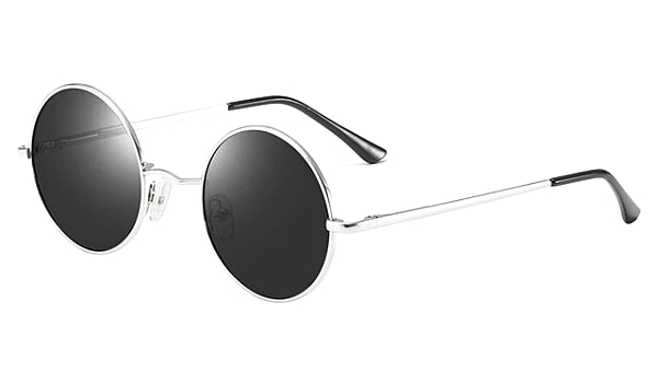 Polarized Round Sunglasses for Men in Black and Silver - Classy Style-1