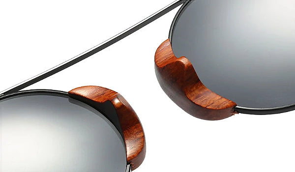 Black Round Wood Sunglasses for Men - Stylish and Classy Eyewear-3
