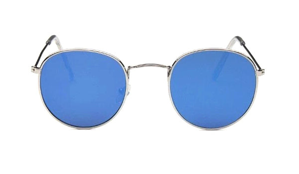 Round Blue Silver Sunglasses for Men  Classy Style and UV Protection-2