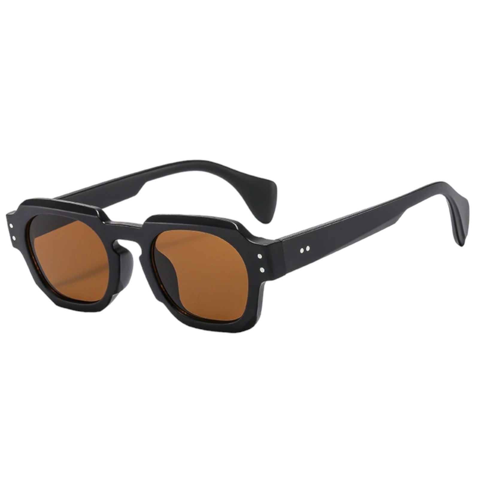 Black Square Sunglasses with Brown Lenses