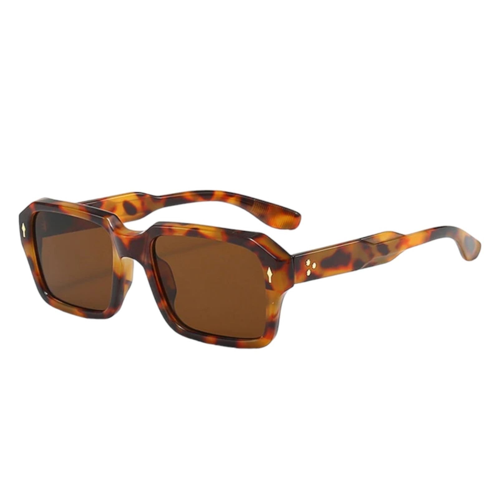 Black Square Sunglasses with Gold Rivet Details-6