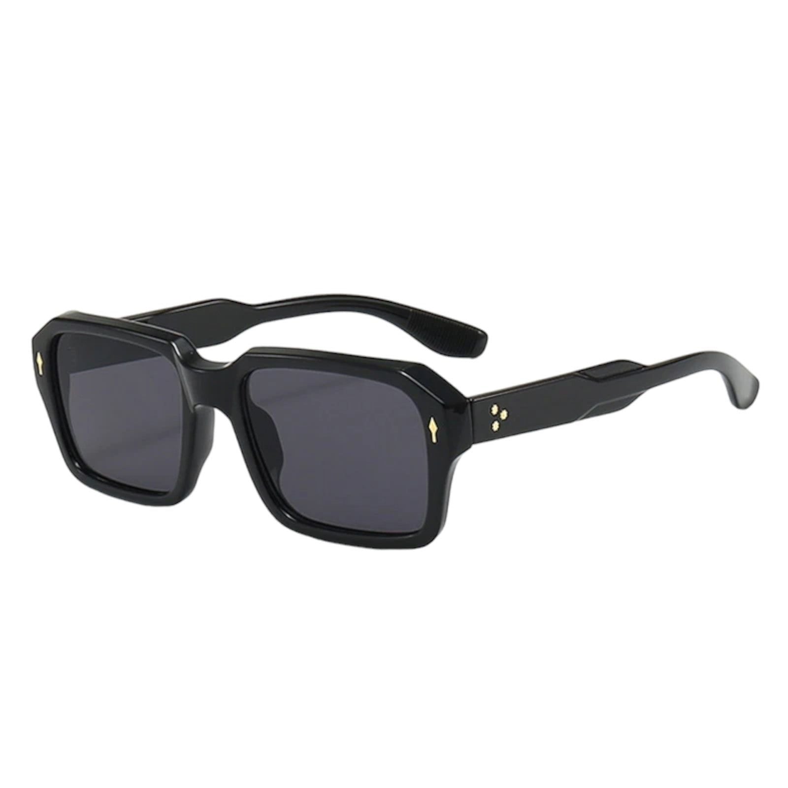 Black Square Sunglasses with Gold Rivet Details-1