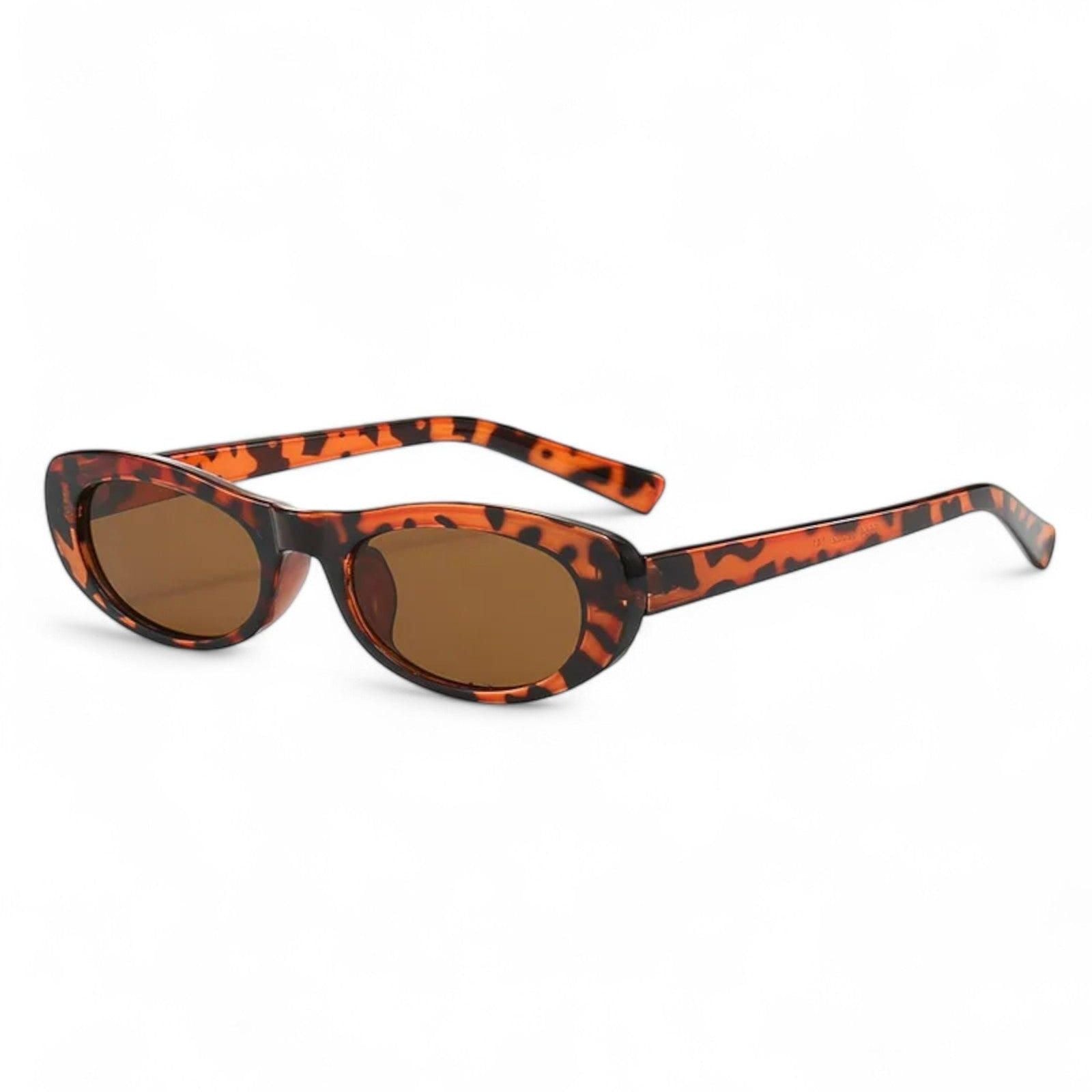 Oversized round sunglasses with tinted lenses, front view