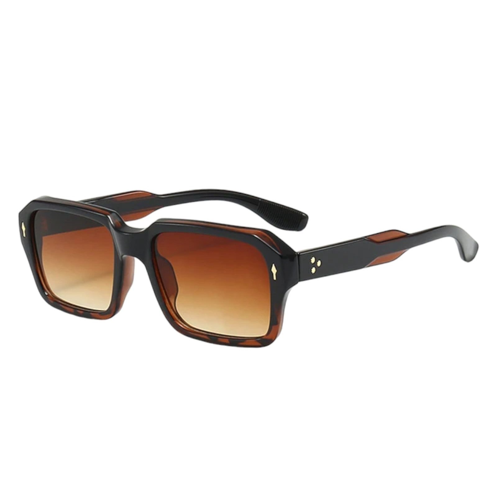 Black Square Sunglasses with Gold Rivet Details-3